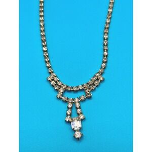 Vintage Rhinestone Necklace Dangle Drop Cocktail Party Jewelry